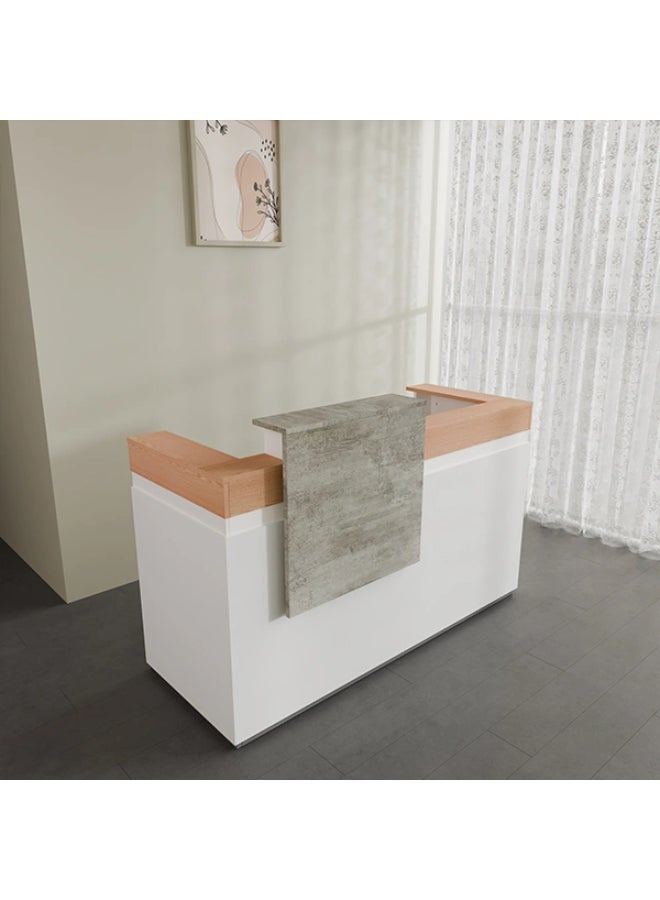 NEO FRONT FURNITURE 1.6 Meter Reception Desk – Golden Shade Modern HDF Front Desk Table for Office Lobby & Reception Area (160 x 65 x 105 cm) BOF-QT667-1.6M - Image 2