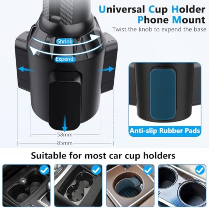 Universal Cup Phone Holder for Car360Adjustable Long Neck Cup Holder Phone Mount [Ultra Stable Never Shake]Truck Jeep Accessories for iPhone 17 Air Pro Max Samsung Google and All 4-7'' Phone - Image 5