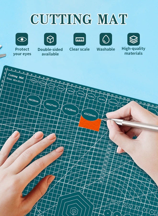 A3 Double-Sided Cutting Mat, Self-Healing Sewing Mat, 3mm Thick Craft Cutting Mat with Measurement Scales, Durable Desktop Protector for Scrapbooking, Sewing, Craft Making, Patchwork - Image 2
