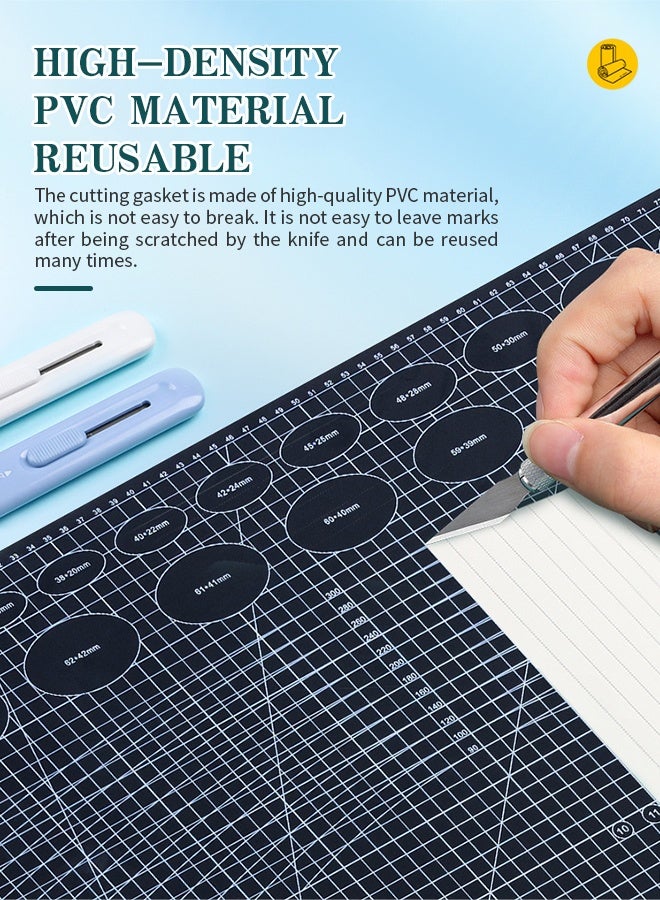 A3 Double-Sided Cutting Mat, Self-Healing Sewing Mat, 3mm Thick Craft Cutting Mat with Measurement Scales, Durable Desktop Protector for Scrapbooking, Sewing, Craft Making, Patchwork - Image 4