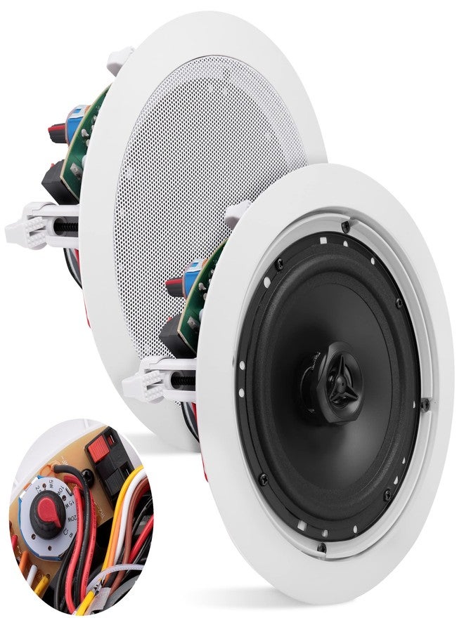 Pyle Ceiling and Wall Mount Speaker - 6.52-Way 70V Audio Stereo Sound Subwoofer Sound with Dome Tweeter, 500 Watts, in-Wall & in-Ceiling Flush Design for Home Surround System - Pyle PDIC63T (White) - Image 1