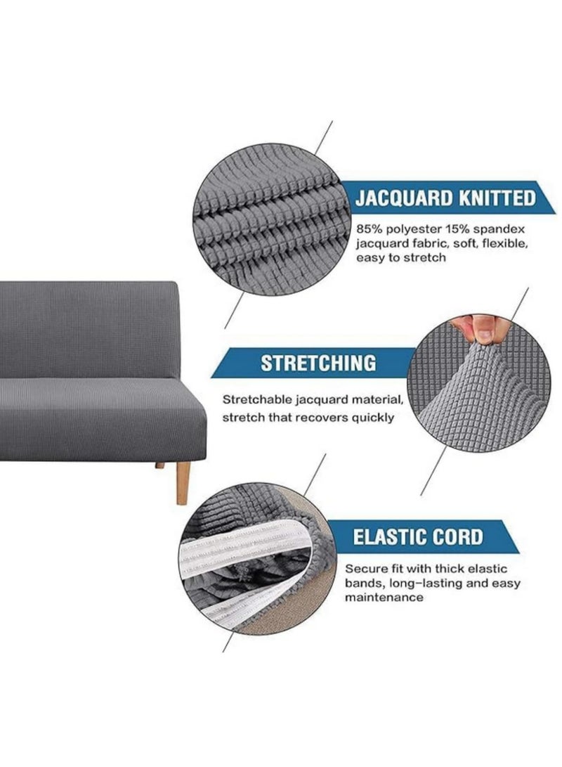180-220cm Polar Fleece Armless Sofa Bed Cover Solid Color Elastic Slip Resistant Furniture Protector Home Decor Bench Cover Soft Durable Washable Pet Friendly Aesthetic - Image 4