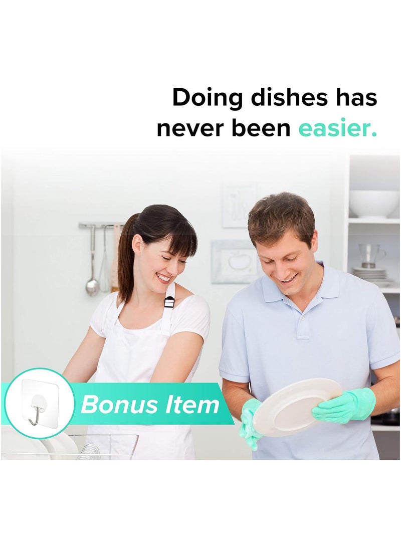 SolidScrub Magic Silicone Gloves Scrubbing Gloves for dishes, dishwashing gloves with scrubbers, dish gloves for kitchen, car wash, and pet care | 1 pair, 2 gloves (Green Blue/Aqua)