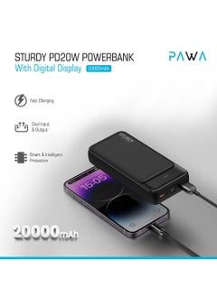 Pawa Sturdy PD20W 20000mAh Powerbank With Digital Display and Type-C Cable Inside  - Image 3