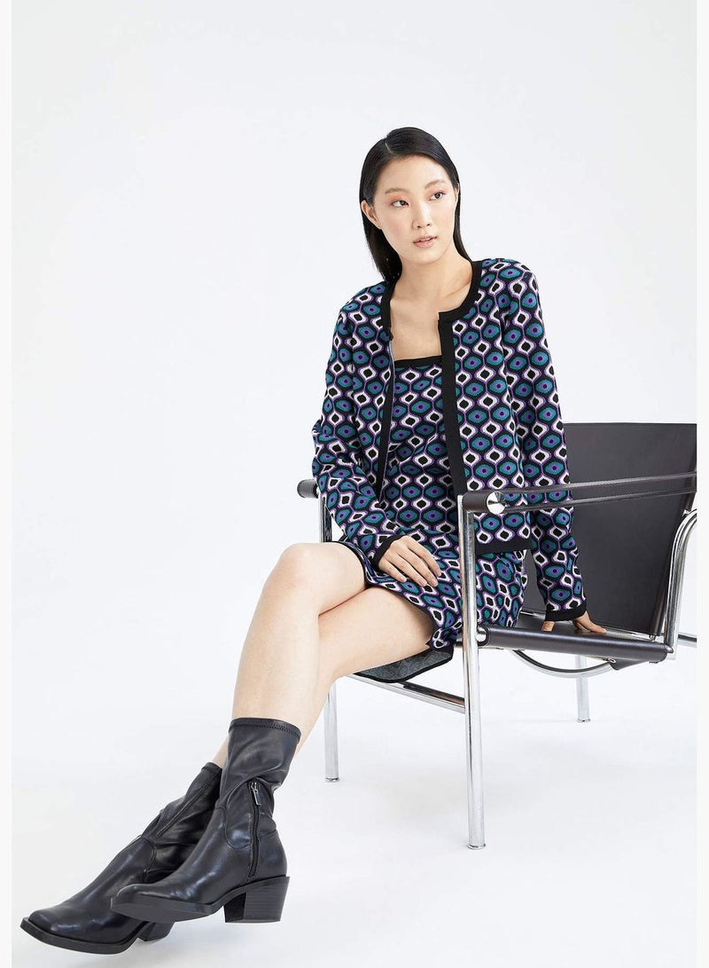 DeFacto Regular Fit Long Sleeve Ethnic Print Cardigan - Image 3