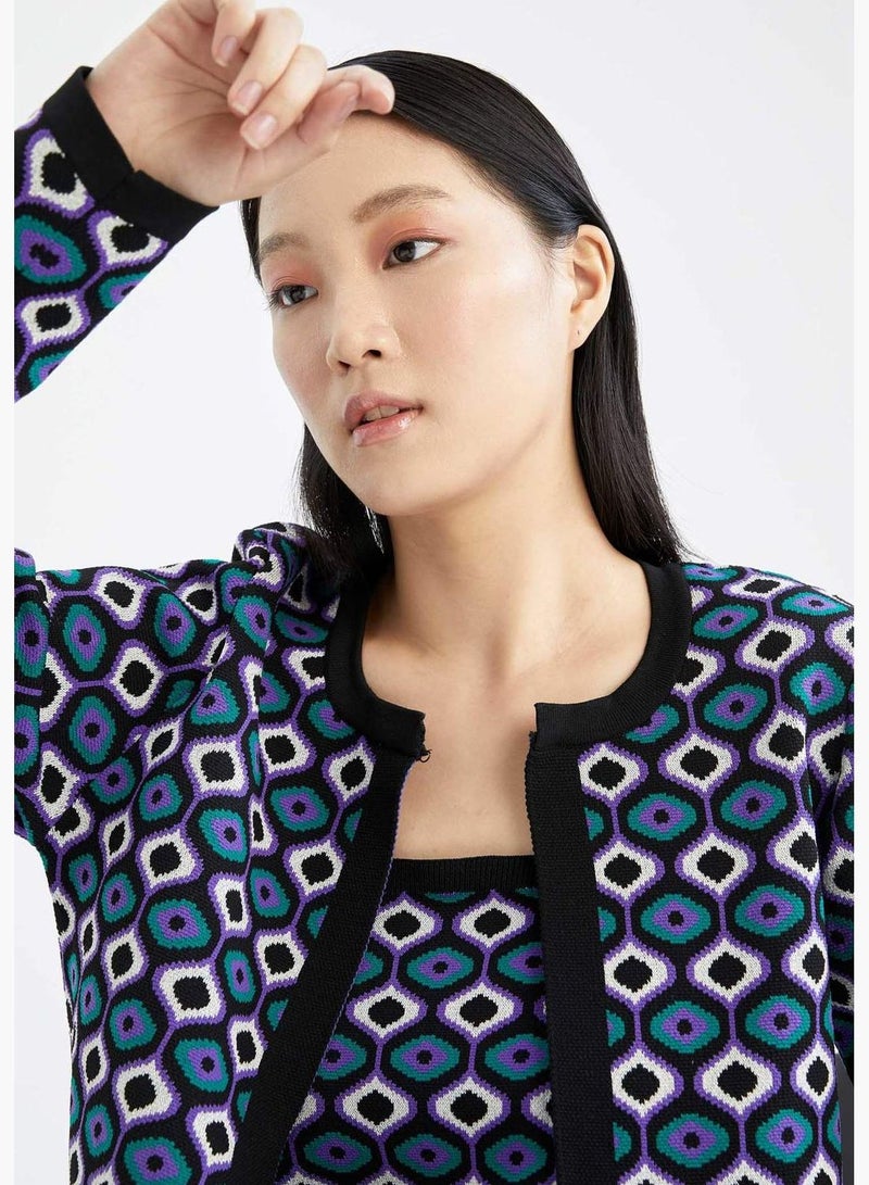 DeFacto Regular Fit Long Sleeve Ethnic Print Cardigan - Image 5