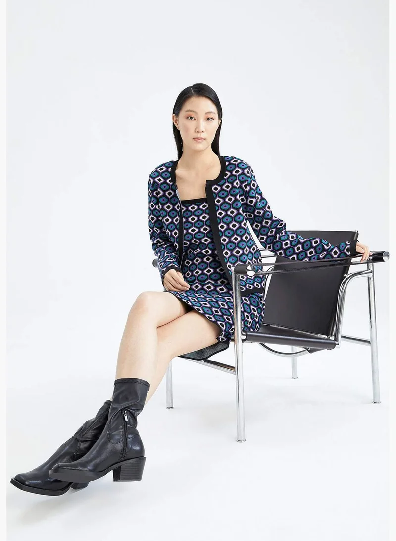 DeFacto Regular Fit Long Sleeve Ethnic Print Cardigan