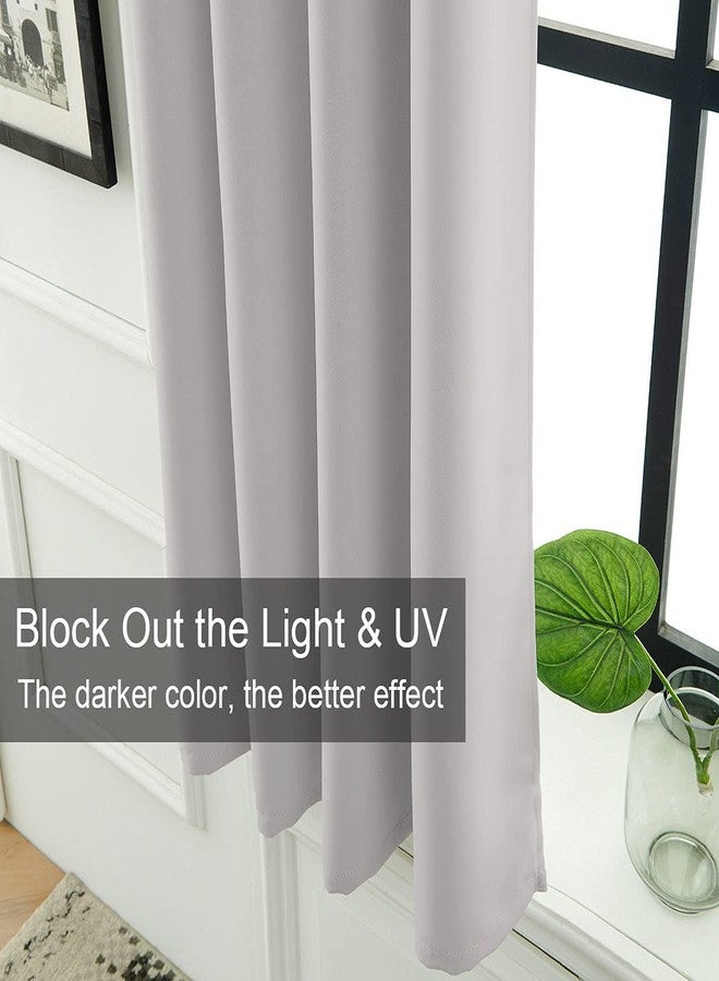 LA PALMA Thermal Insulated Blackout Darkening Grommet Living Room Curtains Window Drapes for Bedroom 2 Panels in 1 Set 52 Inches Wide W52''xL63'' Grey - Image 2