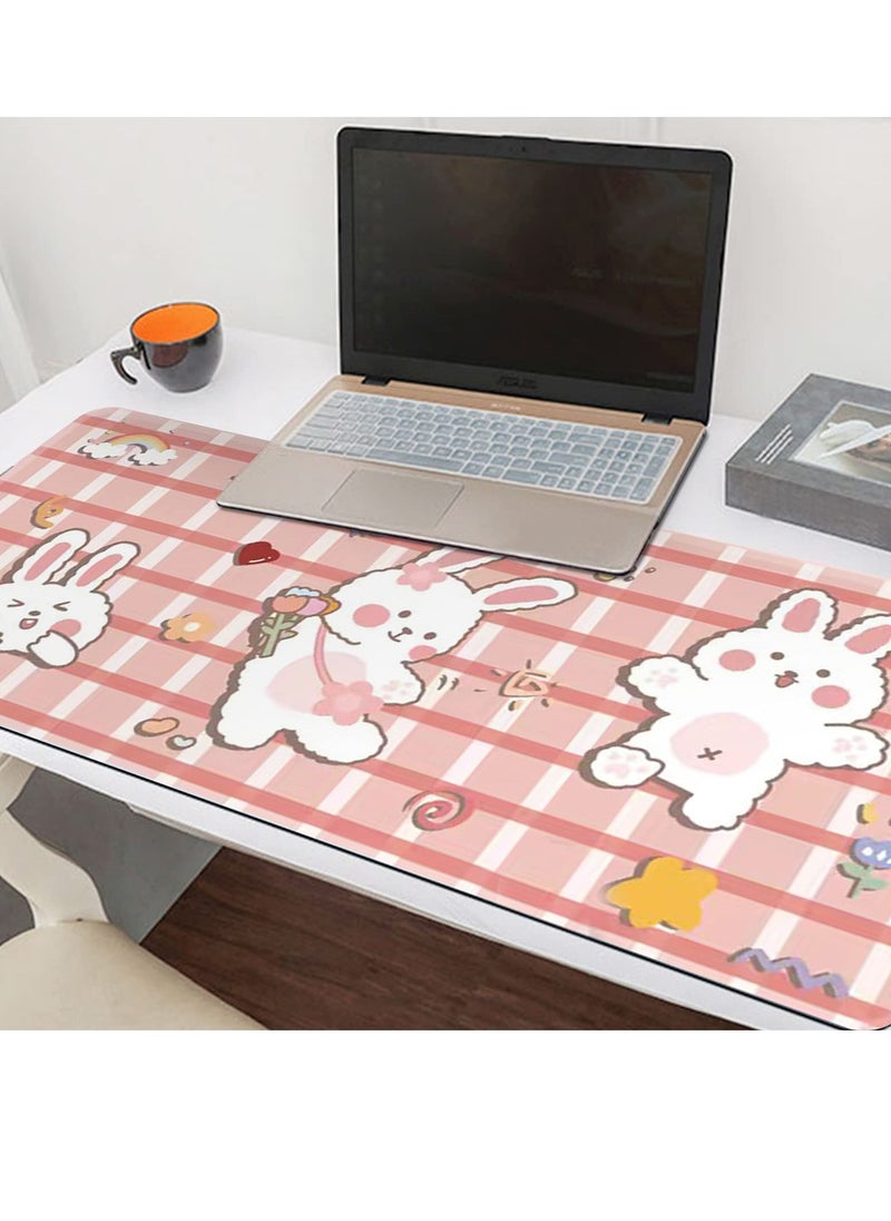 KASTWAVE Desktop Mouse Pad, Cute Cartoon Rabbit Theme Mouse Keyboard Pad Large Game Desk Pad Suitable for Game Writing Bedroom Office Work Supplies Laptop Desk Pad ( 30x80 cm)  - Image 2