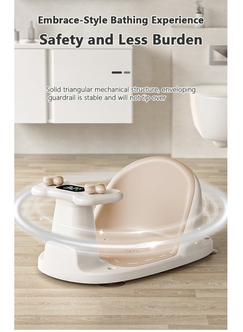 Baby Bath Seat, Non-Slip Baby Bath Chair, Kid Bathtub Seat with Water Thermostat Display, Suction Cups, Ergonomically Designed Backrest for Baby Sitting Up - Image 2