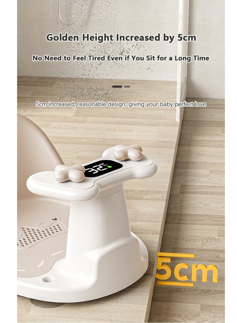 Baby Bath Seat, Non-Slip Baby Bath Chair, Kid Bathtub Seat with Water Thermostat Display, Suction Cups, Ergonomically Designed Backrest for Baby Sitting Up - Image 4