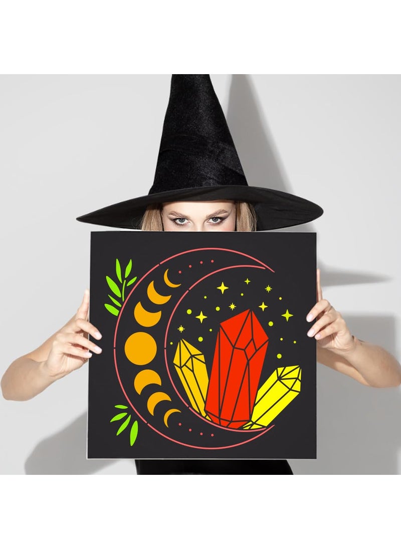 FINGERINSPIRE FINGERINSPIRE Moon Stencils Template 11.8x11.8inch Plastic Crystal Drawing Painting Stencils Gem Star Leaves Pattern Reusable Stencils for Painting on Wood, Floor, Wall and Tile  - Image 5