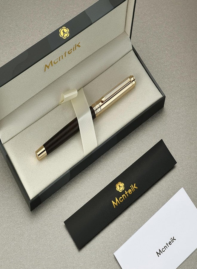MCNTEIK 316 Luxury Journaling Pen, Nice Natural Wood for Writing, 24K Gold Accents, Schmidt refill, Fancy Rollerball, Wooden Gift Set for Men & Women, Executive & Graduation Work Christmas Pens-Blackwood - Image 2