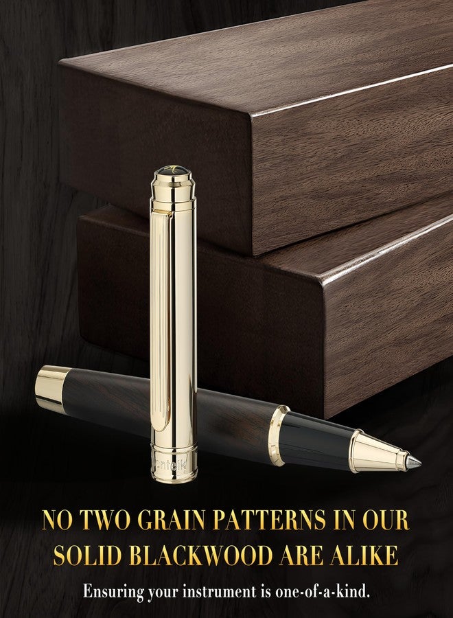 MCNTEIK 316 Luxury Journaling Pen, Nice Natural Wood for Writing, 24K Gold Accents, Schmidt refill, Fancy Rollerball, Wooden Gift Set for Men & Women, Executive & Graduation Work Christmas Pens-Blackwood - Image 5