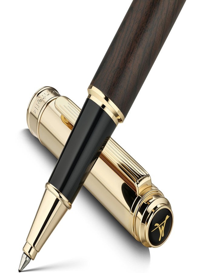 MCNTEIK 316 Luxury Journaling Pen, Nice Natural Wood for Writing, 24K Gold Accents, Schmidt refill, Fancy Rollerball, Wooden Gift Set for Men & Women, Executive & Graduation Work Christmas Pens-Blackwood - Image 1