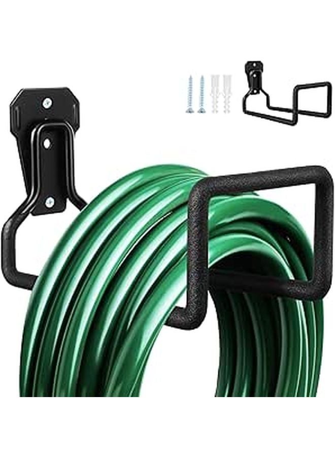 Heavy Duty Metal Wall Hooks 3 Hole Black Utility Hanger Tool Organizer 2 Pack For Ladder And Hose Storage - Image 1