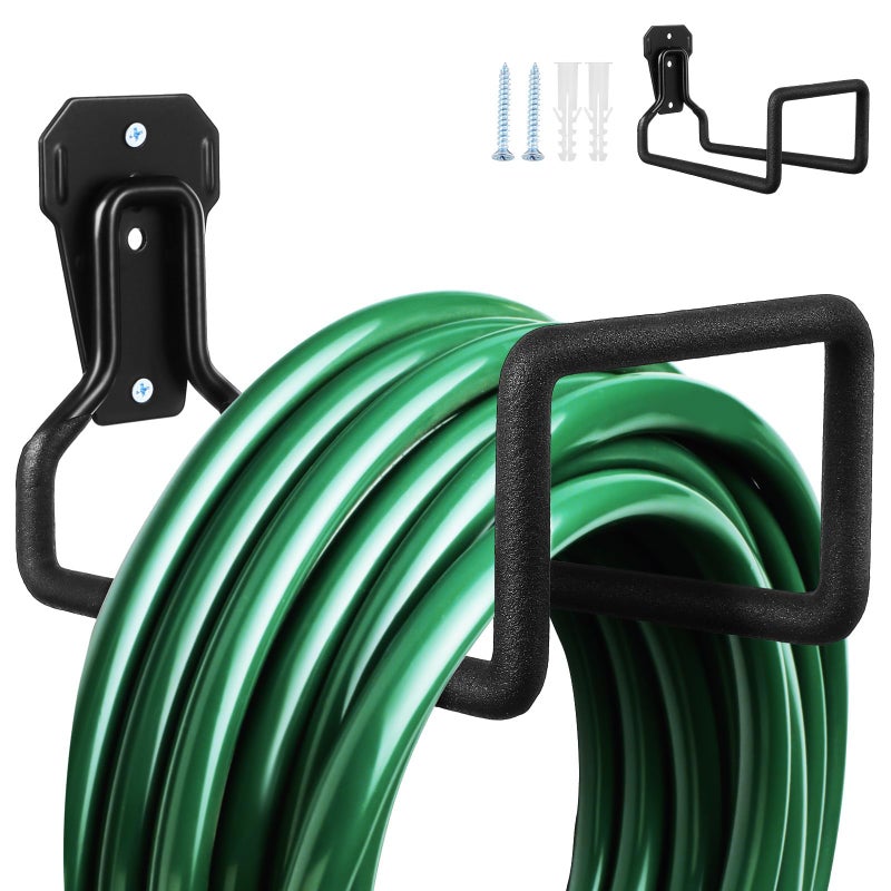 Heavy Duty Metal Wall Hooks 3 Hole Black Utility Hanger Tool Organizer 2 Pack For Ladder And Hose Storage - Image 2