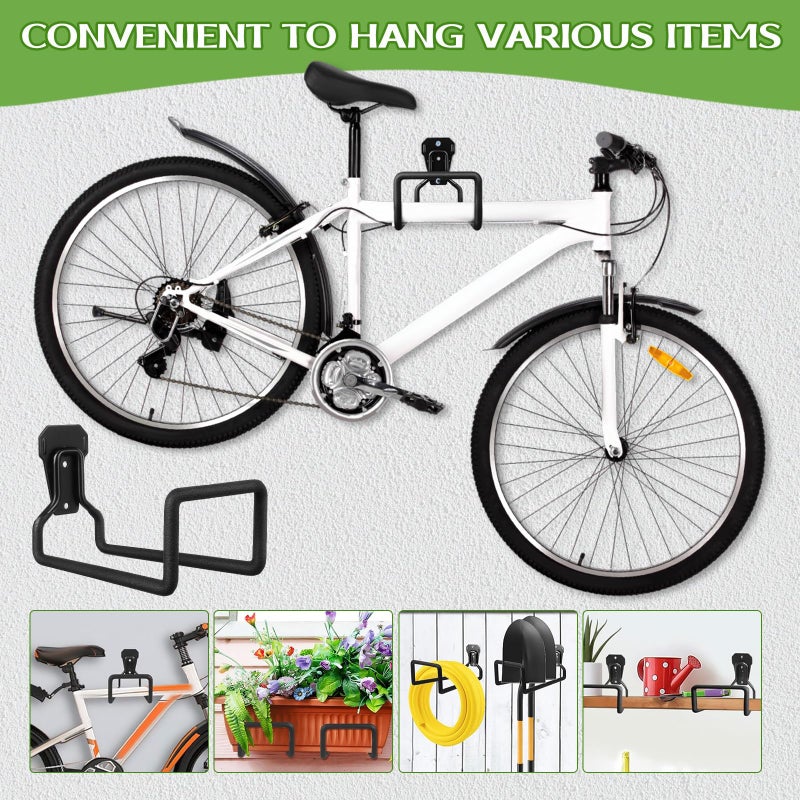 Heavy Duty Metal Wall Hooks 3 Hole Black Utility Hanger Tool Organizer 2 Pack For Ladder And Hose Storage - Image 4
