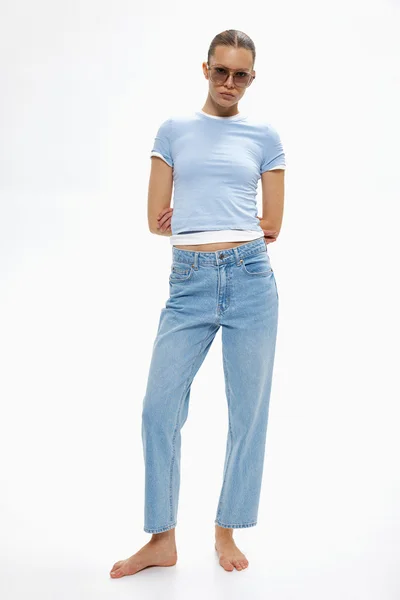H&M Straight High Waist Ankle Length Jeans