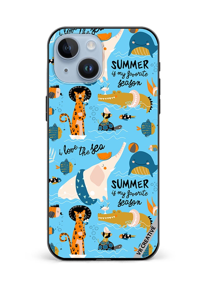 VR CREATIVE Protective Case Cover For Apple iPhone 15 Funny Cat Design Multicolour - Image 1