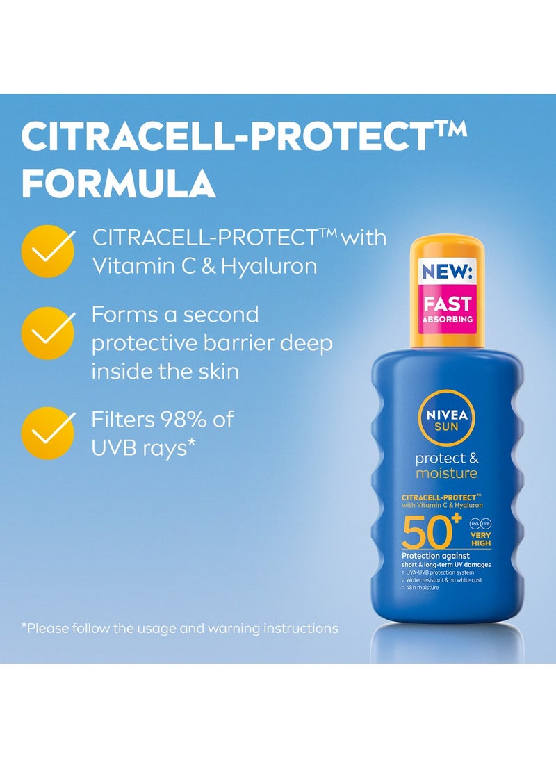 Nivea Sun Protect And Moisture Sun Spray Spf50 Advanced Sunscreen Providing Immediate Uva + Uvb Protection 200ml  - Image 4
