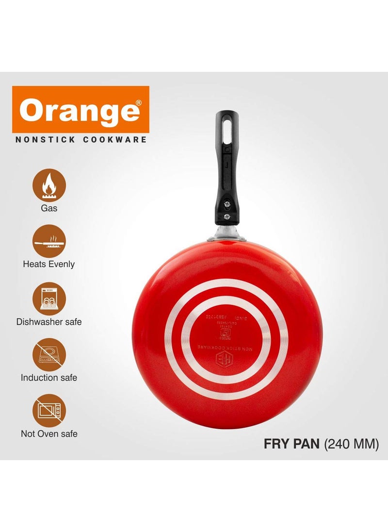 Orange Orange Aluminium Non Stick Fry PAN with S.S LID | Sturdy Cool Touch Handles | 2.6MM | Platina Series | Gas Friendly | Scratch RESTANT & Metal Spoon Friendly | RED Color  - Image 5