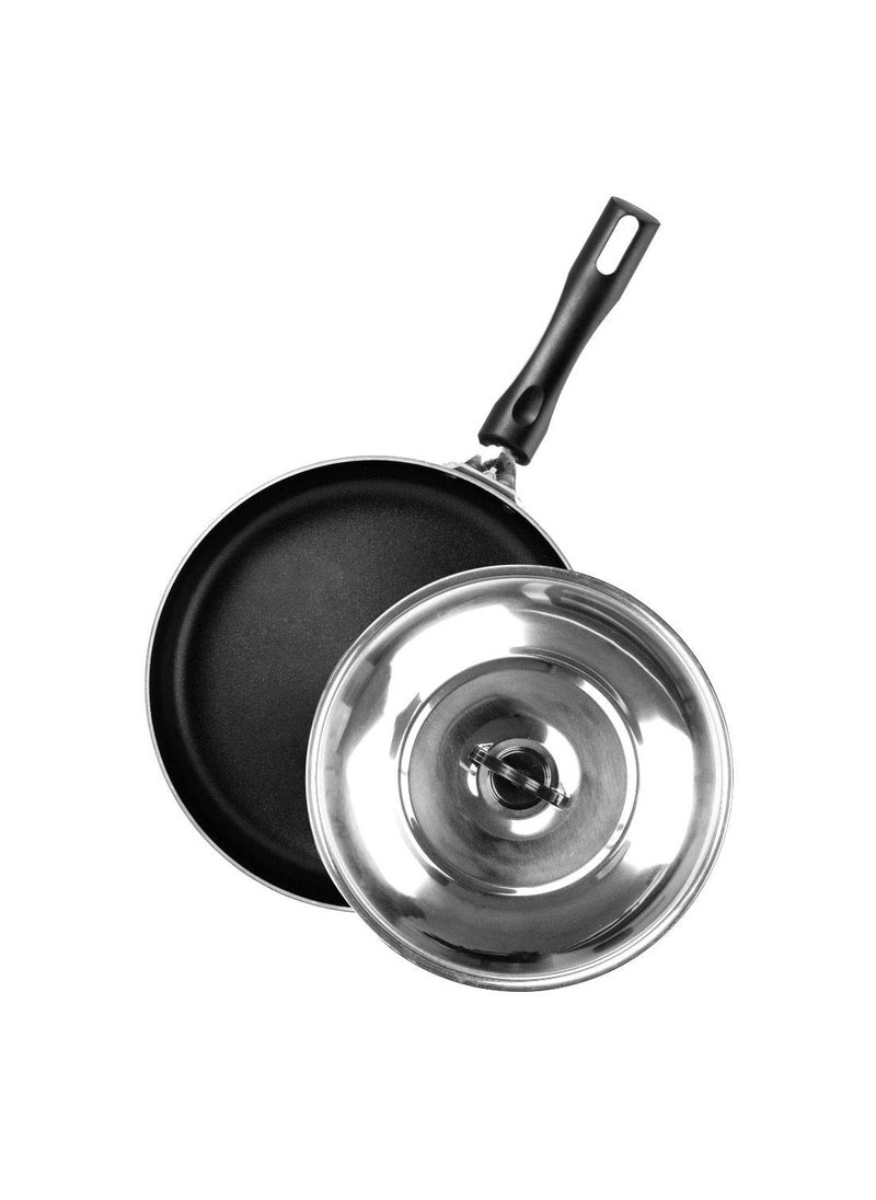 Orange Orange Aluminium Non Stick Fry PAN with S.S LID | Sturdy Cool Touch Handles | 2.6MM | Platina Series | Gas Friendly | Scratch RESTANT & Metal Spoon Friendly | RED Color  - Image 1