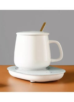 Lucky Portable Coffee Cup Warmer Heater Set Heat Heating Cup Pad Ceramics Mug Thermostatic Electric Coaster 55℃ Mug Mat Office Tea Coffee Milk Heater with Cup Spoon  - Image 4
