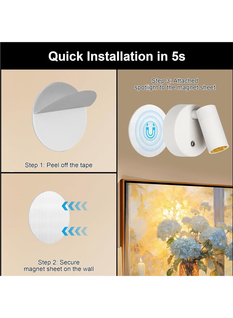 Hihonor Wireless LED Spot lights Indoor Battery Operated with Remote, Rechargeable Up lights Indoor with Timer＆Dimmable, 3CCT Picture Lights for Wall, SpotLights Accent Uplighting for Plant, Artwork -White - Image 5