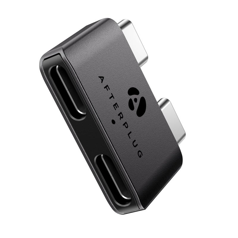 Afterplug Dual USBâ€‘C Extender for MacBook with Case, 2-Port Passâ€‘Through Adapter for Thunderbolt 5/4/3 & USB4 â€“ 240W PD, 8K Video, 80Gbps Data - Space Black - Image 1