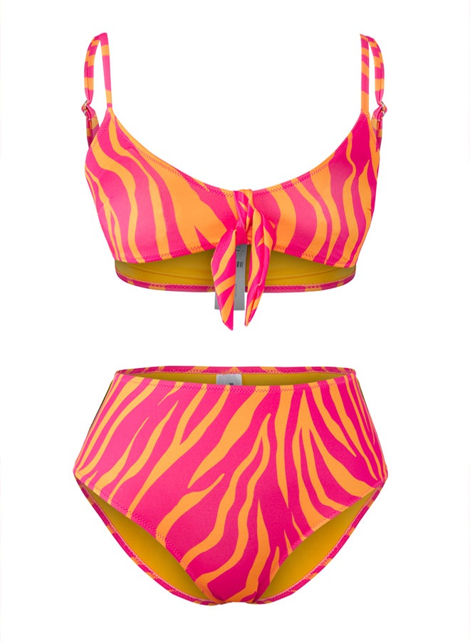 trendyol Abstract Patterned Triangle Tie Detail Normal Waist Bikini Set  - Image 5