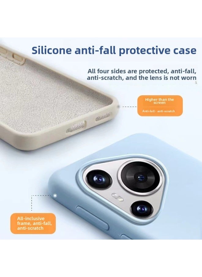 For HuaweiPura70 Mobile Phone Case Liquid Silicone 70Pro Full Coverage Drop-resistant Pura70ultra Protective Case-Color:[Virtue Pull Color] Liquid Silicone-skin-friendly Feeling-Applicable Model:For HuaweiP40