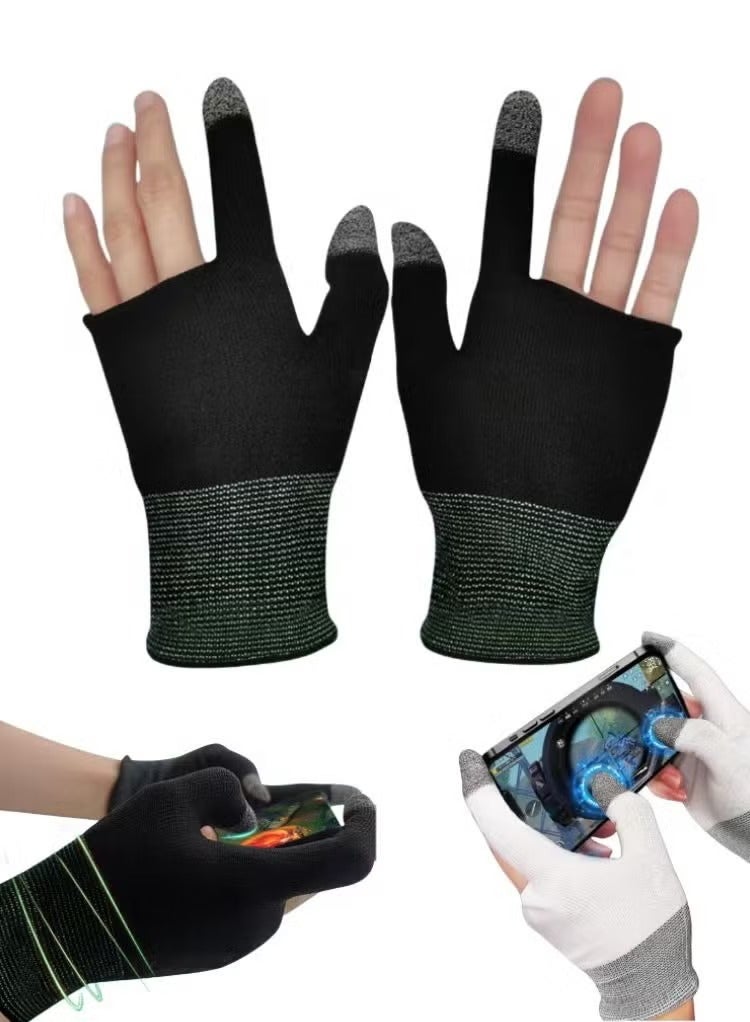General 2 Pairs E-Sports Gaming Gloves, Gaming Finger Sleeves, Anti-Sweat Breathable, Thumb Sleeves for Highly Sensitive Nano-Silver Fiber Material + Nylon, for PUBG Mobile Phone Games Accessories  - Image 1