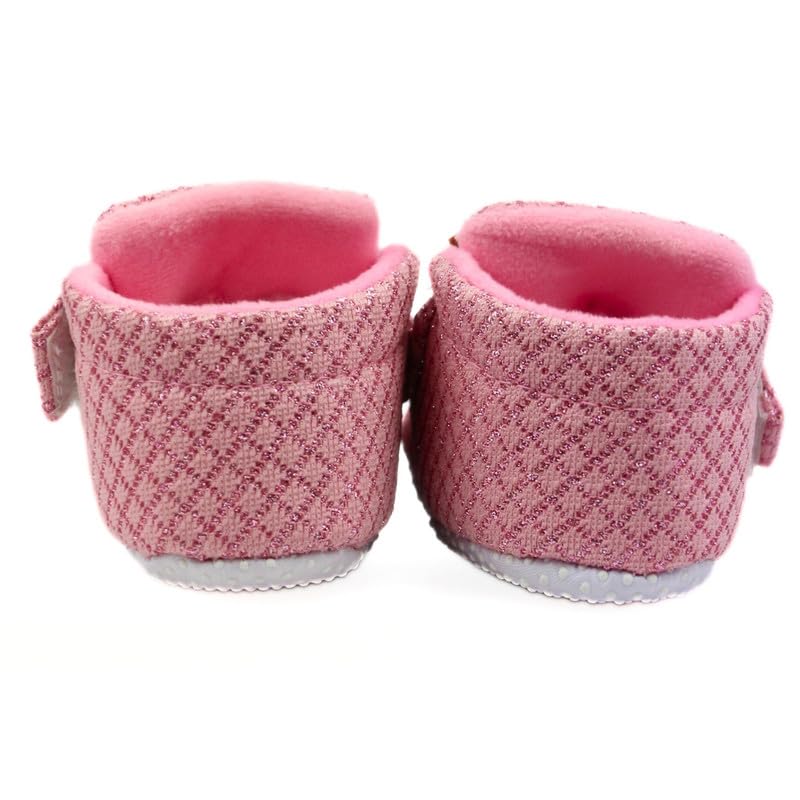 Neska Moda 6 To 12 Months Baby Girls Cotton Hook & Loop Shoes/Booties (Light Pink)-BT2532 - Image 4