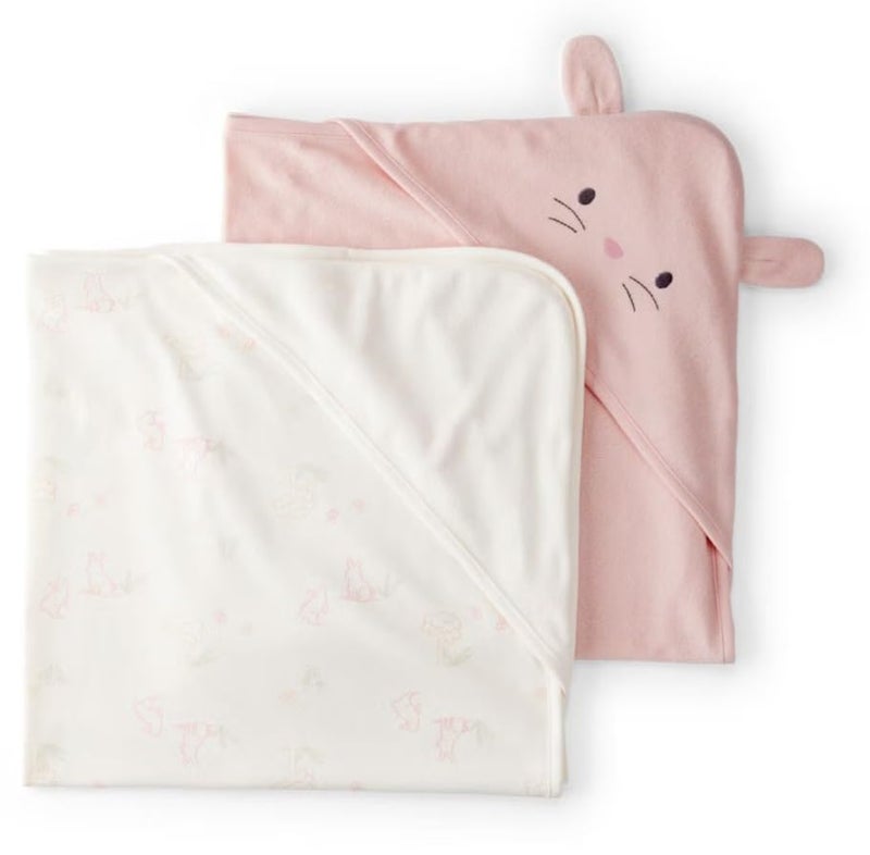 Carter'S Baby Hooded Towel (2-Pk Ivory/Pink) - Image 3
