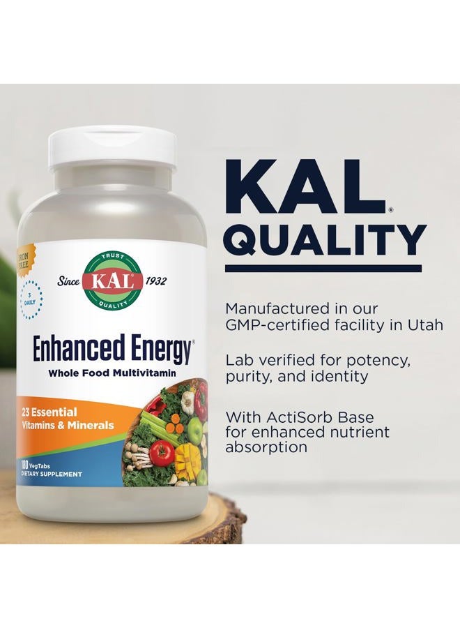 KAL ® Enhanced Energy Multivitamin | Whole Food Based Vitamins & Minerals w/ Antioxidants, Digestive Enzymes & Natural Carotenoids | 180 Capsules - Image 4