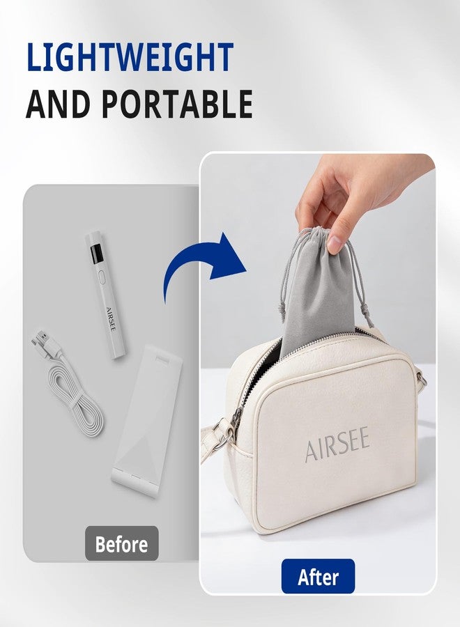 AIRDEE مصباح الأشعة فوق البنفسجية المحمول الصغير من AIRSEE مع حقيبة تخزين وشاشة LCD، مصابيح أظافر لاسلكية، مؤقتان لتجفيف سريع لجميع أنواع الجل الناعم، وخاصة غراء أحجار الراين وشرائط جل الأظافر في المنزل والسفر (أبيض - مع حامل) - Image 4