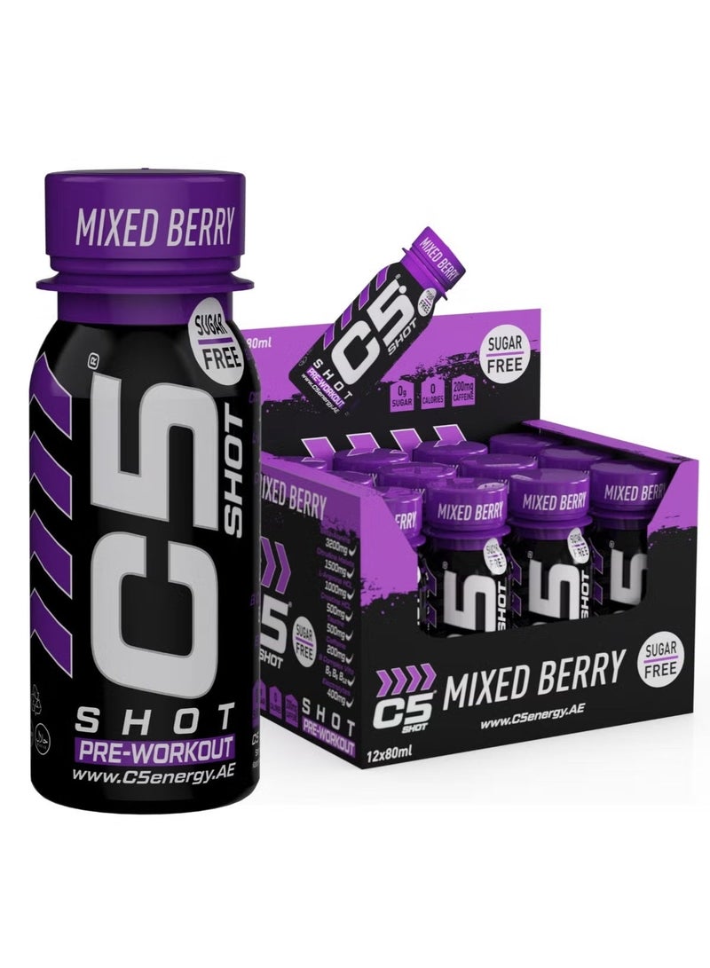 C5 Energy Pre-Workout Shot 80ml Mixed Berry – Pack of 12 - Image 1