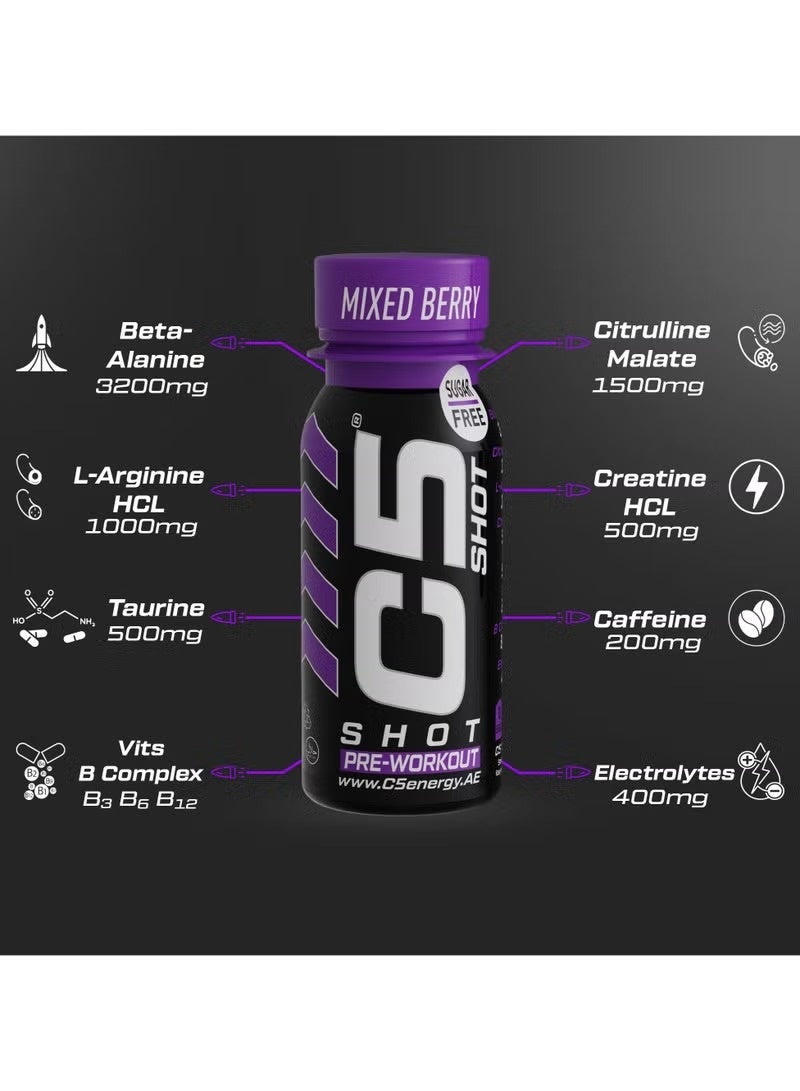 C5 Energy Pre-Workout Shot 80ml Mixed Berry – Pack of 12 - Image 3