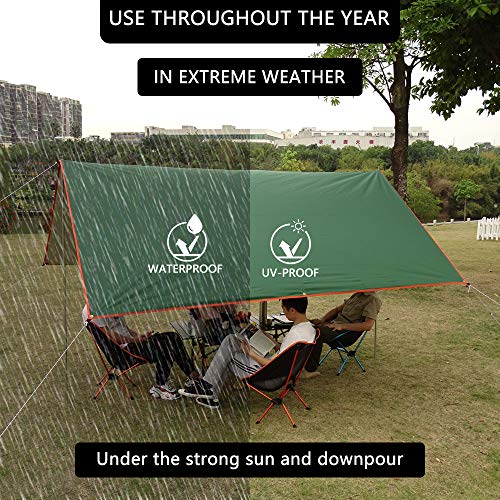 HipierFx 10x16 ft Car Side Awning with Pole Outdoor Camping Tent Tarp Waterproof Car Tent Canopy Shade Sun Shelter - Image 4