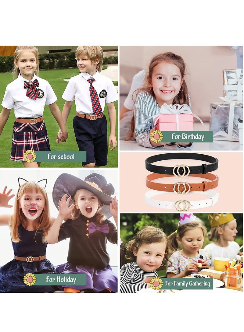 Barakah Leather Waist Belt Women's Chic Faux Leather Waist Belt Faux Leather Jeans Belt For Girls With Double O-Ring Buckle For Teen 2 Pack - Image 4