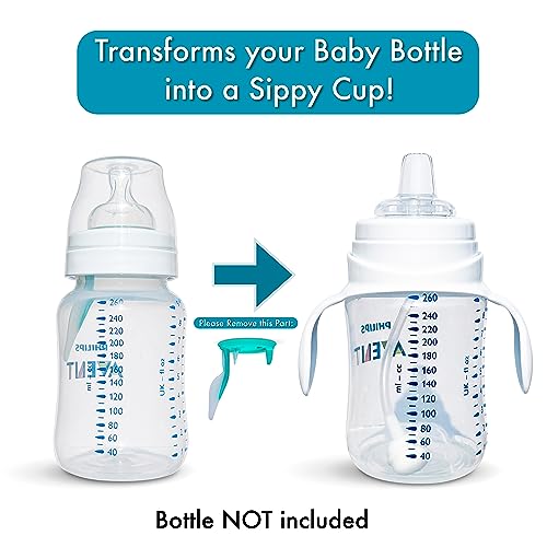 BelBeyo Sippy Cup Conversion Kit for Philips Avent Anti-Colic Baby Bottles 2-Count, Soft Food Grade Silicone Spout Nipples, Weighted Straw, Bottle Handles, Straw Cleaning Brush, BPA-Free 4+ months (Sippy Kit) - Image 4