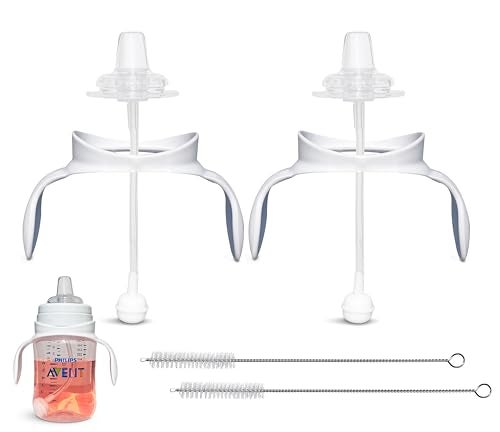 BelBeyo Sippy Cup Conversion Kit for Philips Avent Anti-Colic Baby Bottles 2-Count, Soft Food Grade Silicone Spout Nipples, Weighted Straw, Bottle Handles, Straw Cleaning Brush, BPA-Free 4+ months (Sippy Kit) - Image 1