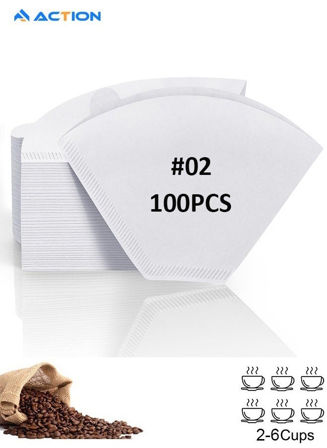 ACTION - 100 Piece Coffee Paper Filter V60 Size 02 White - Image 1