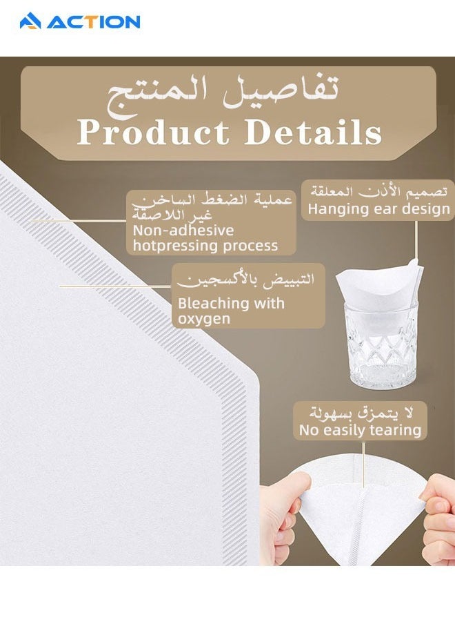 ACTION - 100 Piece Coffee Paper Filter V60 Size 02 White - Image 1