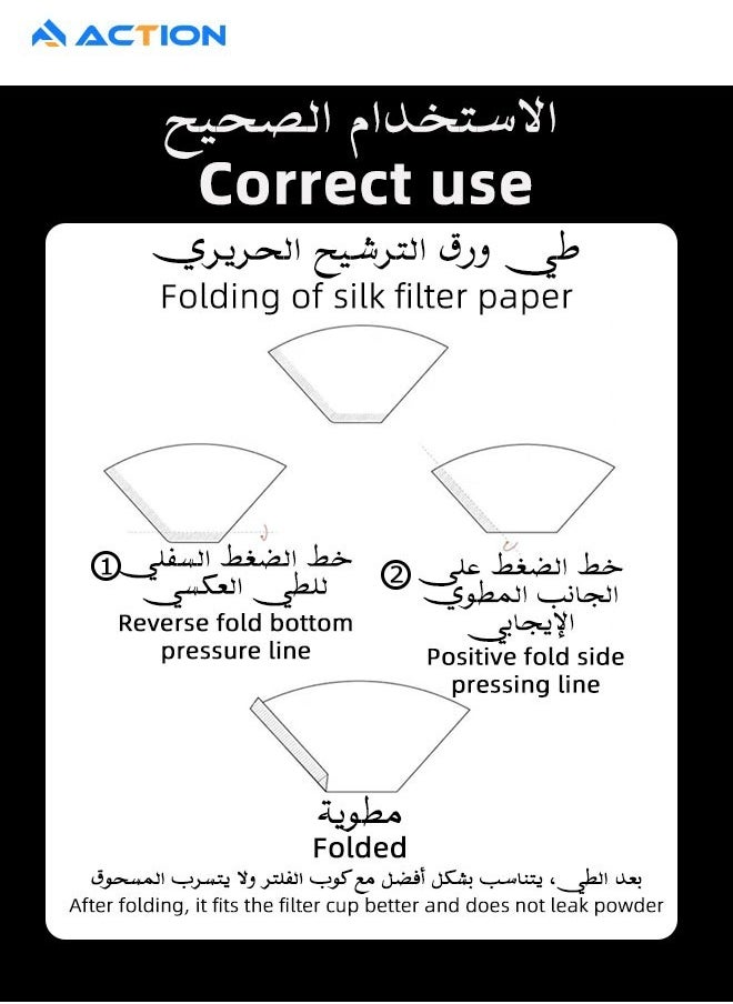 ACTION - 100 Piece Coffee Paper Filter V60 Size 02 White - Image 1