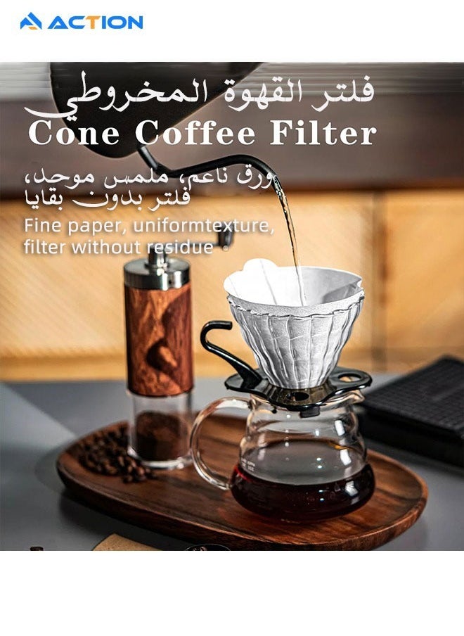 ACTION - 100 Piece Coffee Paper Filter V60 Size 02 White - Image 1