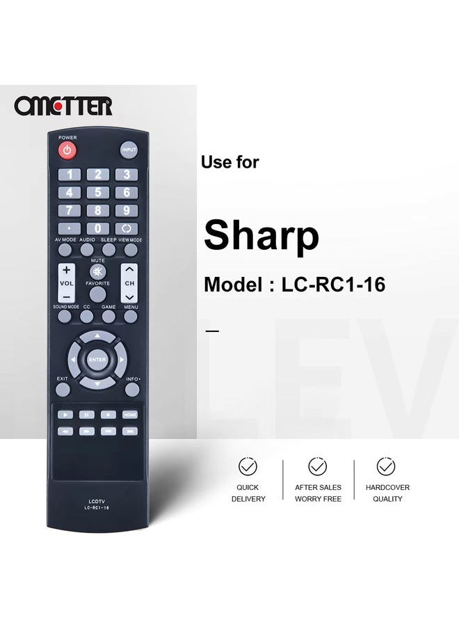 LC-RC1-16 for Sharp Remote Control Smart TV LC-32LB370 LC-32LB370U LC-32LB480U LC-40LB480U LC-50LB370