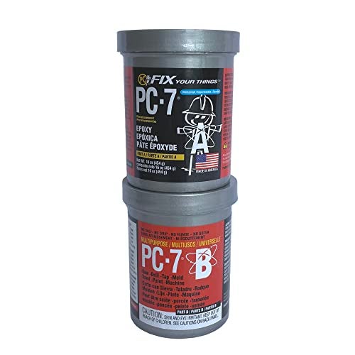 PC Products PC-7 Epoxy Adhesive Paste, Two-Part Heavy Duty, 1lb in Two Cans, Charcoal Gray 167779 - Image 1