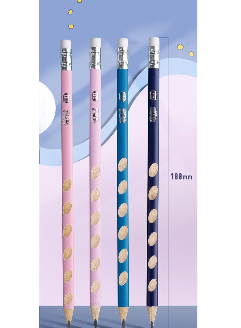 50pcs Pencil with Eraser Hole Pencil Correction Grip 2B Triangle Grip Beginners 2B Writing Pencil (Purple Cute Rabbit) - Image 2